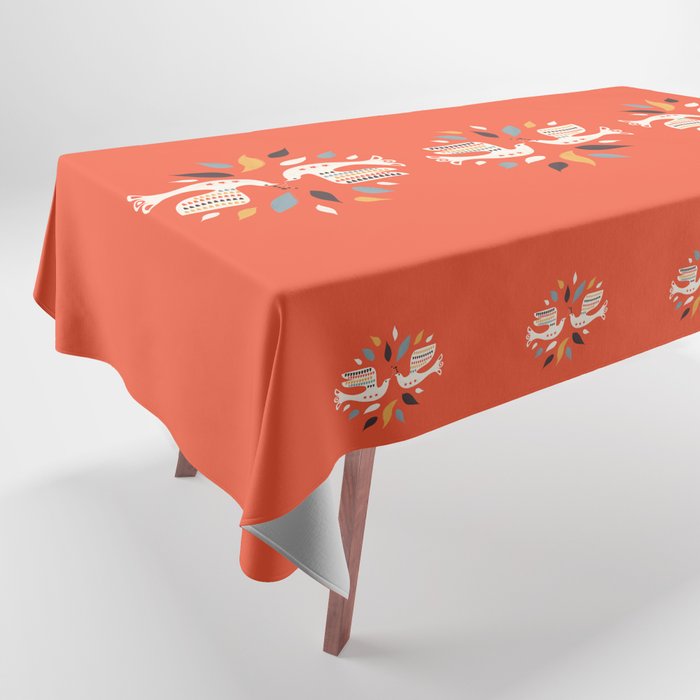 Festive doves - folk illustration Tablecloth Gallery Image 1