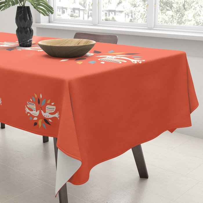 Festive doves - folk illustration Tablecloth Gallery Image 3