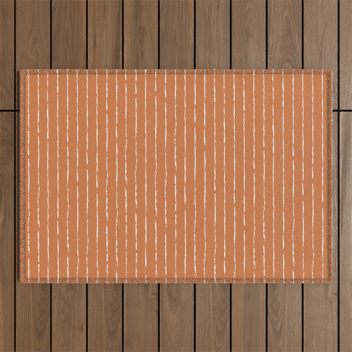Lines (Terracotta) Outdoor Rug Gallery Image 1