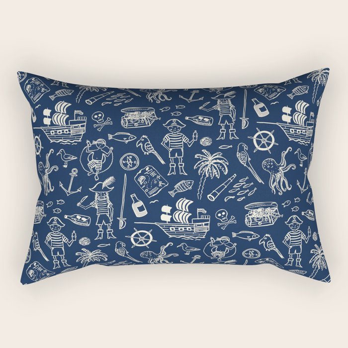 Pirate Play - Blue Rectangular Pillow Gallery Image 2