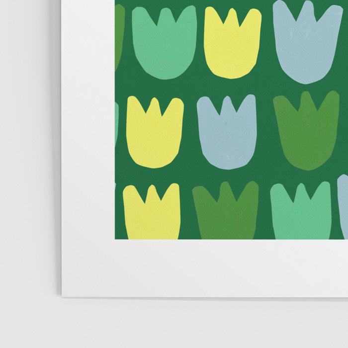 Rows of Tulips in Bloom in Sage & Chartreuse Poster Gallery Image 3