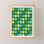 Rows of Tulips in Bloom in Sage & Chartreuse Mini Art Print Gallery Image 1
