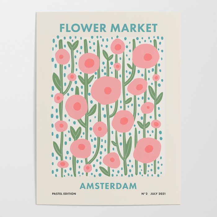 Flower Market Amsterdam Retro Scandi Spring Print Poster Gallery Image 4