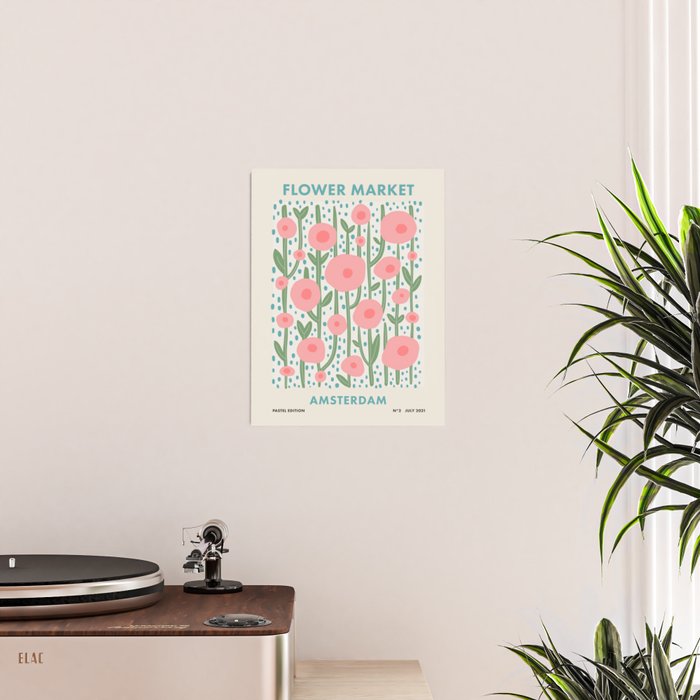 Flower Market Amsterdam Retro Scandi Spring Print Poster Gallery Image 2