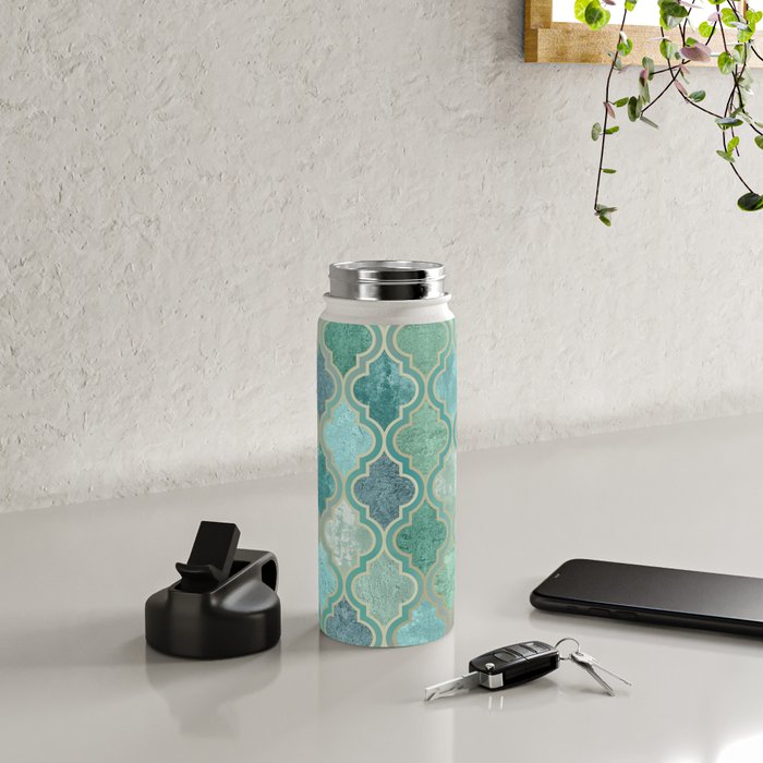 Moroccan Teal Green Water Bottle Gallery Image 4