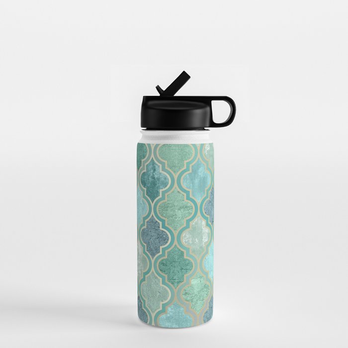 Moroccan Teal Green Water Bottle Gallery Image 1