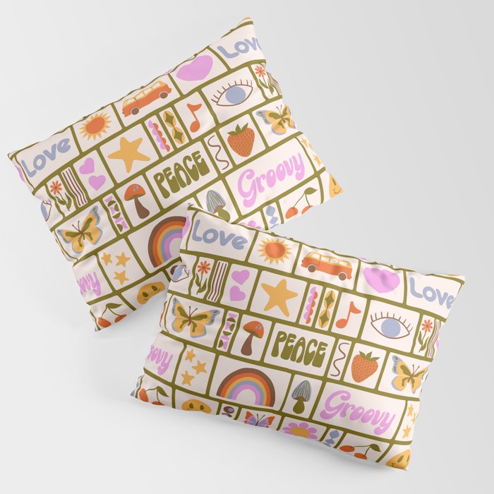 1970s Retro Pop Culture Icons Pillow Sham Gallery Image 1