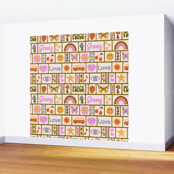 1970s Retro Pop Culture Icons Wall Mural Gallery Image 2