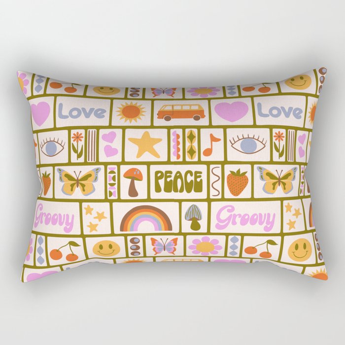1970s Retro Pop Culture Icons Rectangular Pillow Gallery Image 1