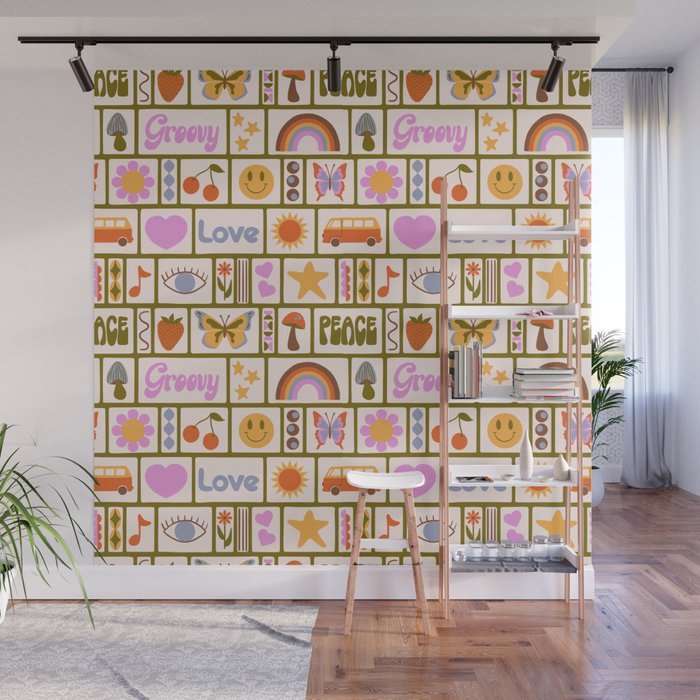 1970s Retro Pop Culture Icons Wall Mural Gallery Image 1