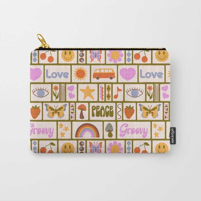 1970s Retro Pop Culture Icons Carry All Pouch Gallery Image 1