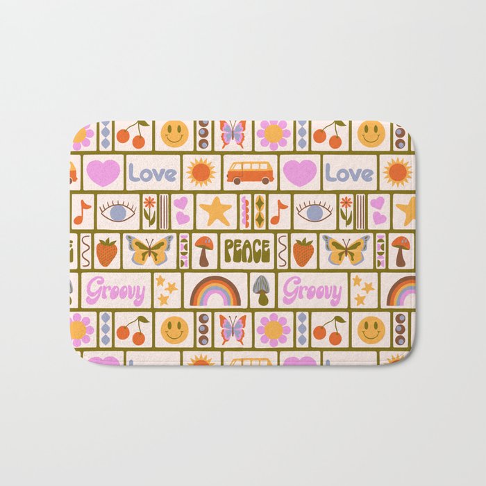1970s Retro Pop Culture Icons Bath Mat Gallery Image 1