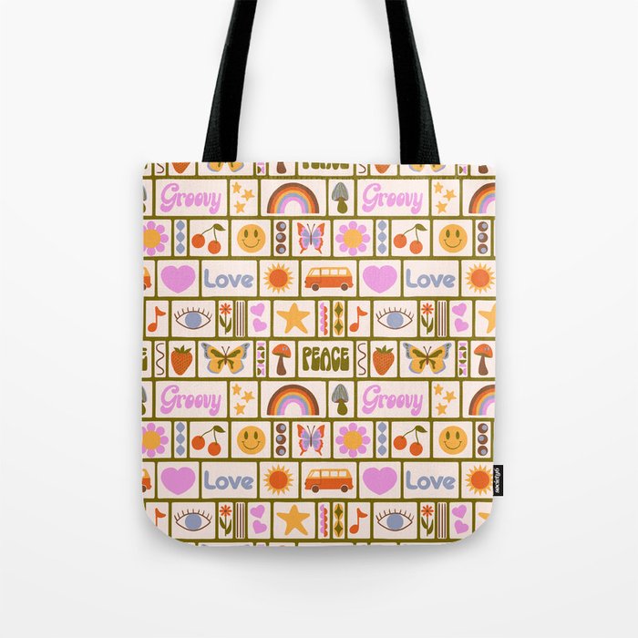 1970s Retro Pop Culture Icons Tote Bag Gallery Image 1