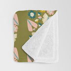 Floral Stripe - Olive  Throw Blanket Gallery Image 3