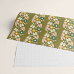 Floral Stripe - Olive  Wrapping Paper Gallery Image 2