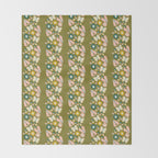 Floral Stripe - Olive  Throw Blanket Gallery Image 2