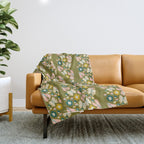 Floral Stripe - Olive  Throw Blanket Gallery Image 1