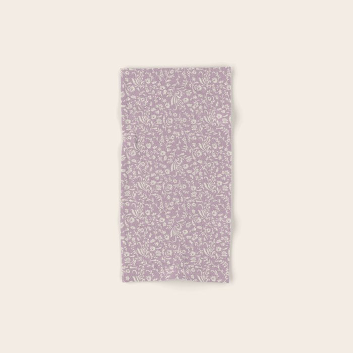 Lavender Boho Ditsy Toile Floral Bath Towel Gallery Image 1