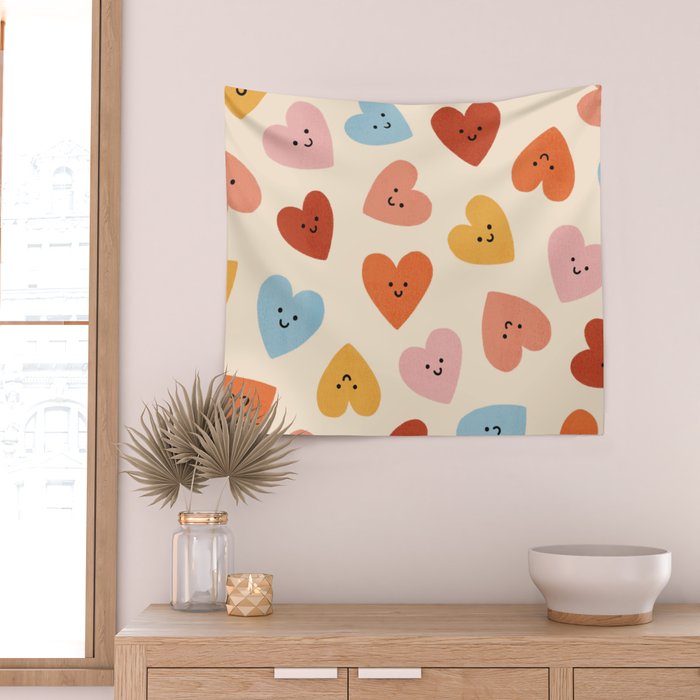 Happy Smiley Heart Wall Tapestry Gallery Image 2