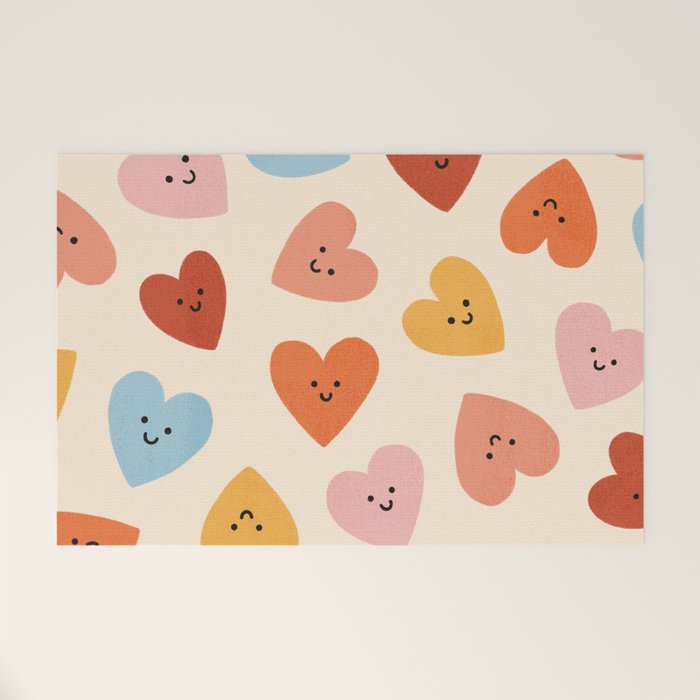 Happy Smiley Heart Welcome Mat Gallery Image 1