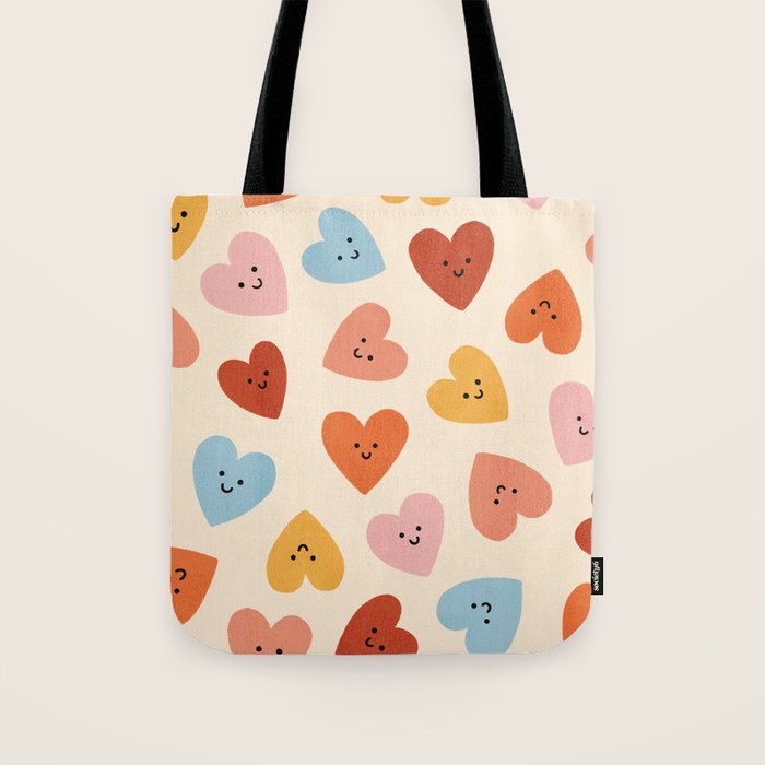 Happy Smiley Heart Tote Bag Gallery Image 1
