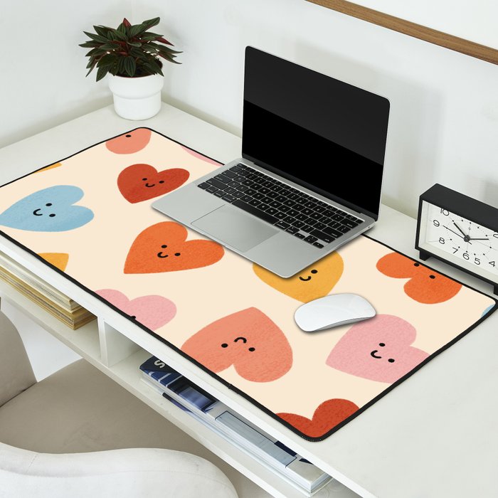 Happy Smiley Heart Desk Mat Gallery Image 2