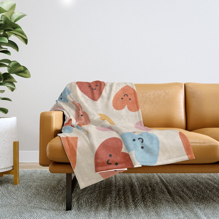 Happy Smiley Heart Throw Blanket Gallery Image 1