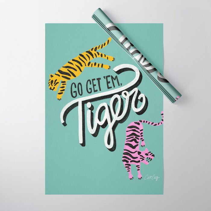 Go Get 'Em Tiger - Mint Palette Wrapping Paper Gallery Image 1