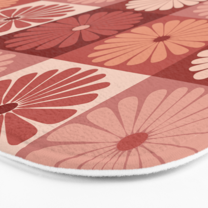 Retro Flowers Check Pattern XI Bath Mat Gallery Image 3