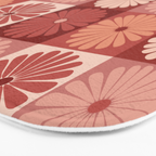 Retro Flowers Check Pattern XI Bath Mat Gallery Image 3