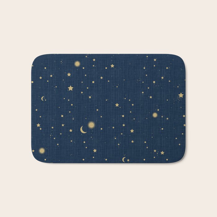 Magical Night / Galaxy in Blue and Golden Yellow Shades Bath Mat Gallery Image 1