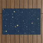 Magical Night / Galaxy in Blue and Golden Yellow Shades Outdoor Rug Gallery Image 1