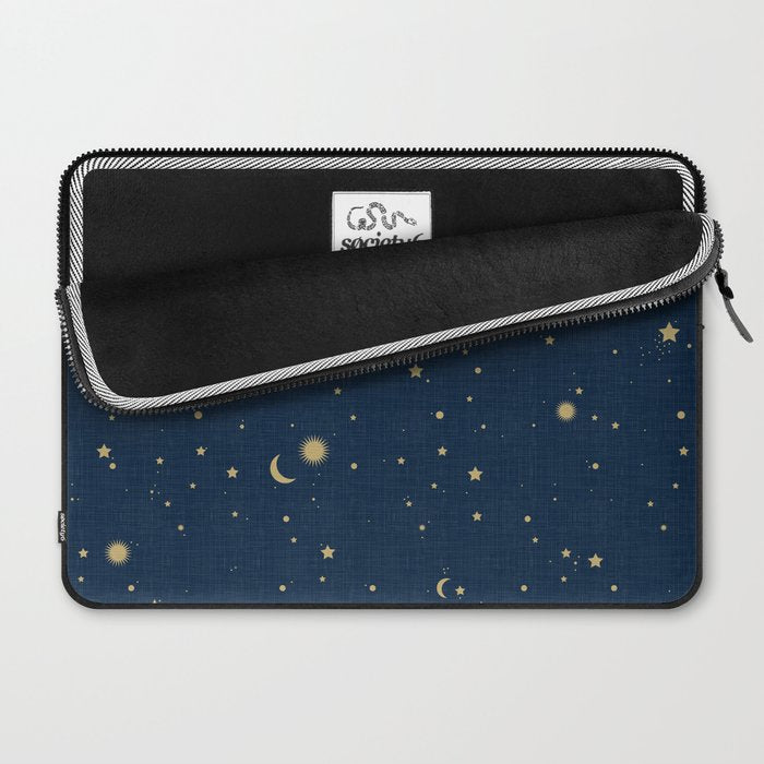 Magical Night / Galaxy in Blue and Golden Yellow Shades Laptop Sleeve Gallery Image 2