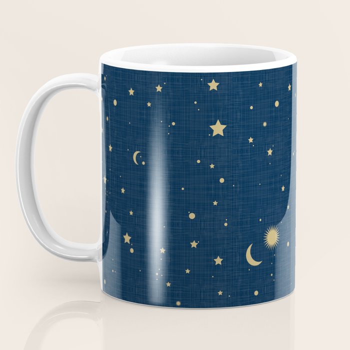 Magical Night / Galaxy in Blue and Golden Yellow Shades Coffee Mug Gallery Image 3