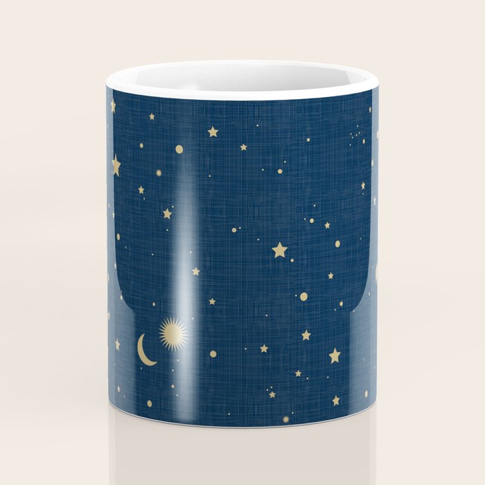 Magical Night / Galaxy in Blue and Golden Yellow Shades Coffee Mug Gallery Image 4