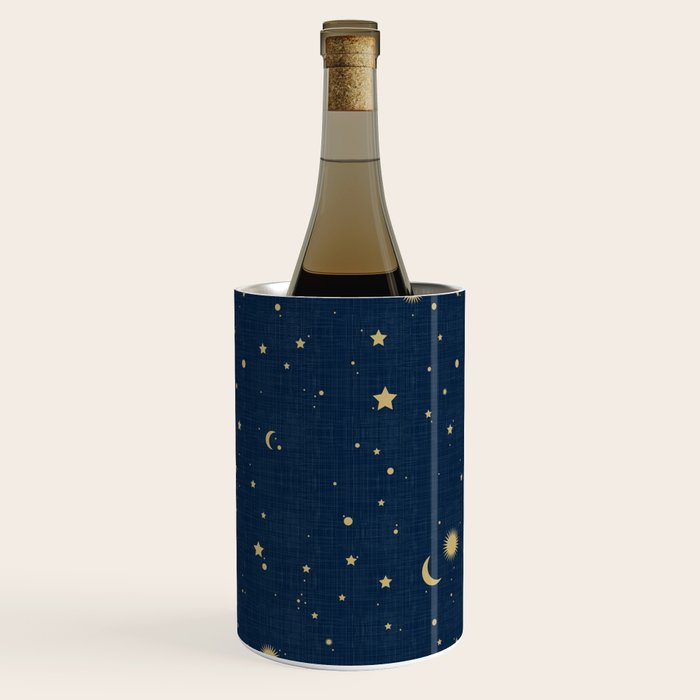 Magical Night / Galaxy in Blue and Golden Yellow Shades Wine Chiller Gallery Image 2