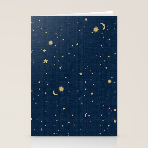 Magical Night / Galaxy in Blue and Golden Yellow Shades Stationery Card Gallery Image 1