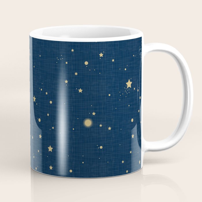 Magical Night / Galaxy in Blue and Golden Yellow Shades Coffee Mug Gallery Image 1