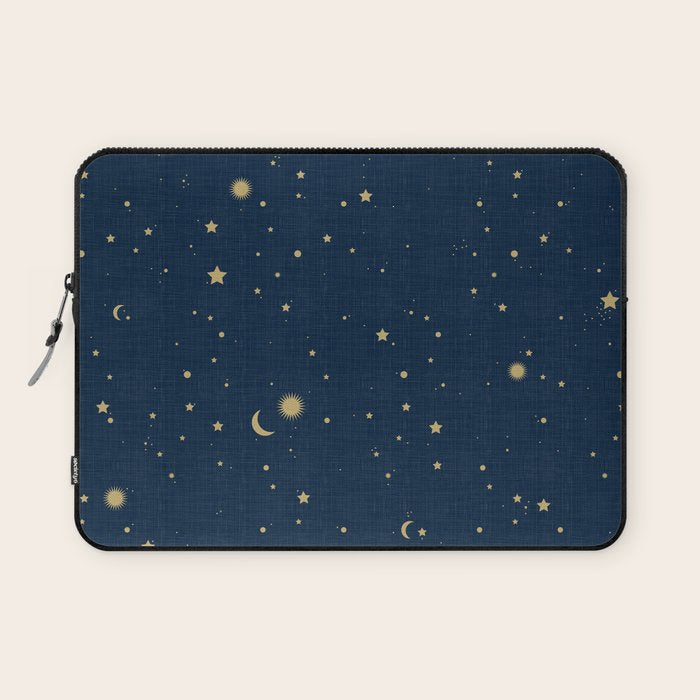 Magical Night / Galaxy in Blue and Golden Yellow Shades Laptop Sleeve Gallery Image 1