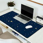 Magical Night / Galaxy in Blue and Golden Yellow Shades Desk Mat Gallery Image 2