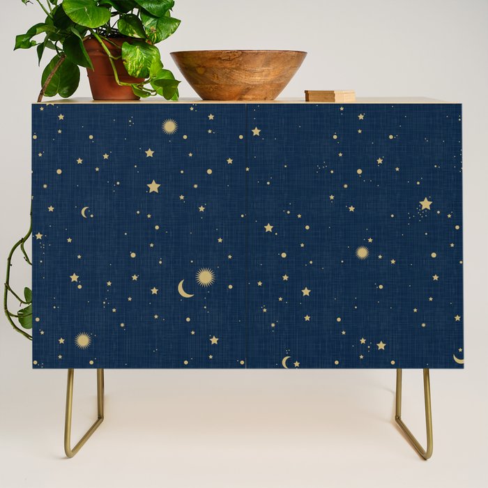 Magical Night / Galaxy in Blue and Golden Yellow Shades Credenza Gallery Image 1