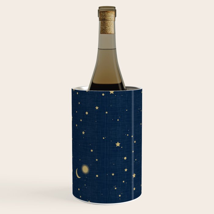 Magical Night / Galaxy in Blue and Golden Yellow Shades Wine Chiller Gallery Image 1