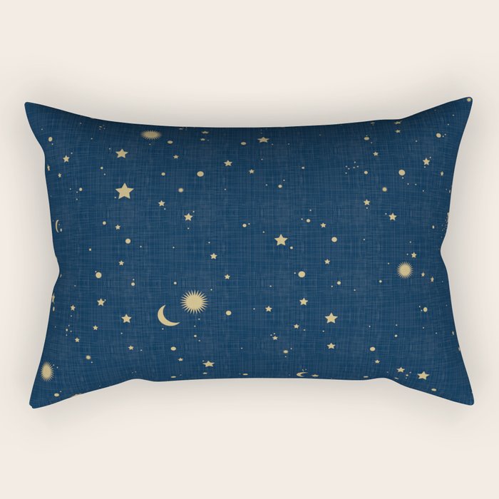 Magical Night / Galaxy in Blue and Golden Yellow Shades Rectangular Pillow Gallery Image 2