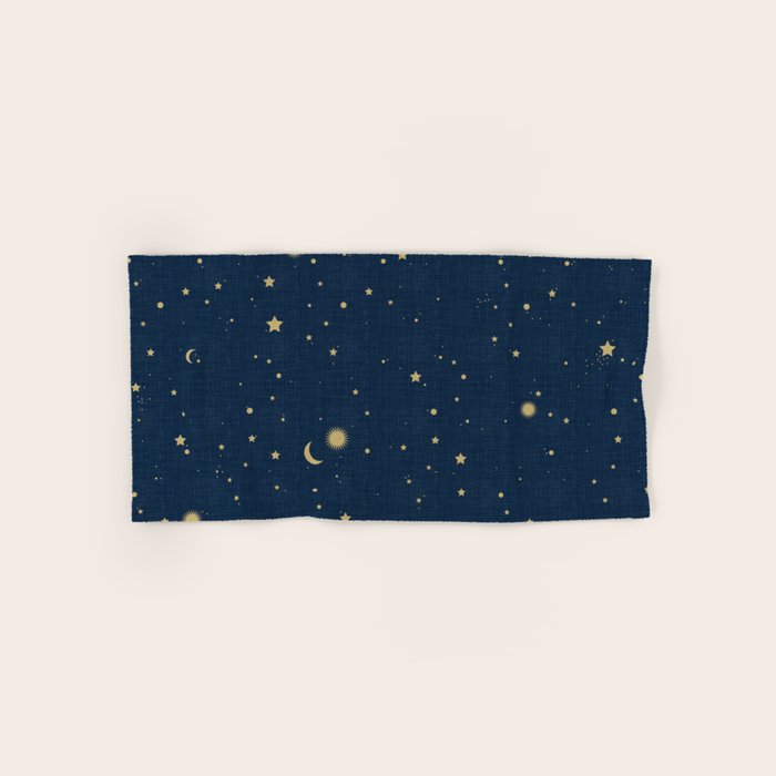 Magical Night / Galaxy in Blue and Golden Yellow Shades Bath Towel Gallery Image 1