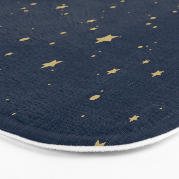 Magical Night / Galaxy in Blue and Golden Yellow Shades Bath Mat Gallery Image 3