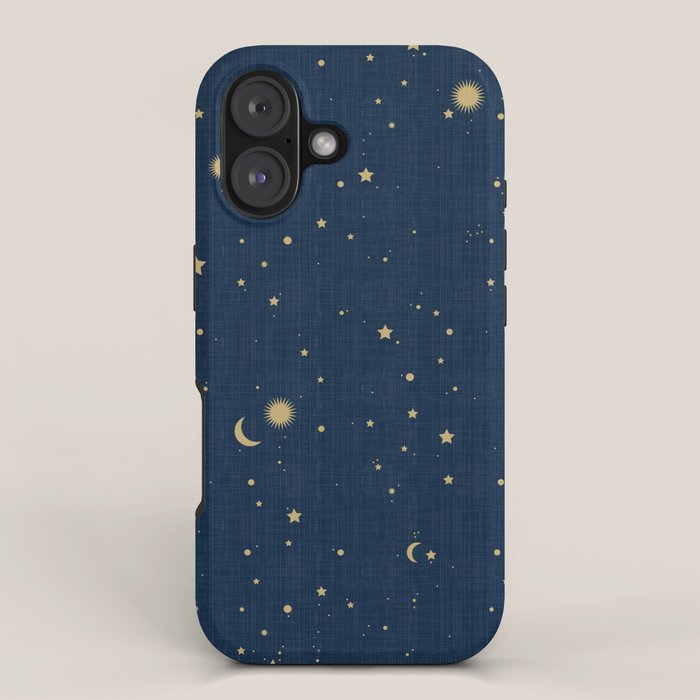 Magical Night / Galaxy in Blue and Golden Yellow Shades iPhone Case Gallery Image 1