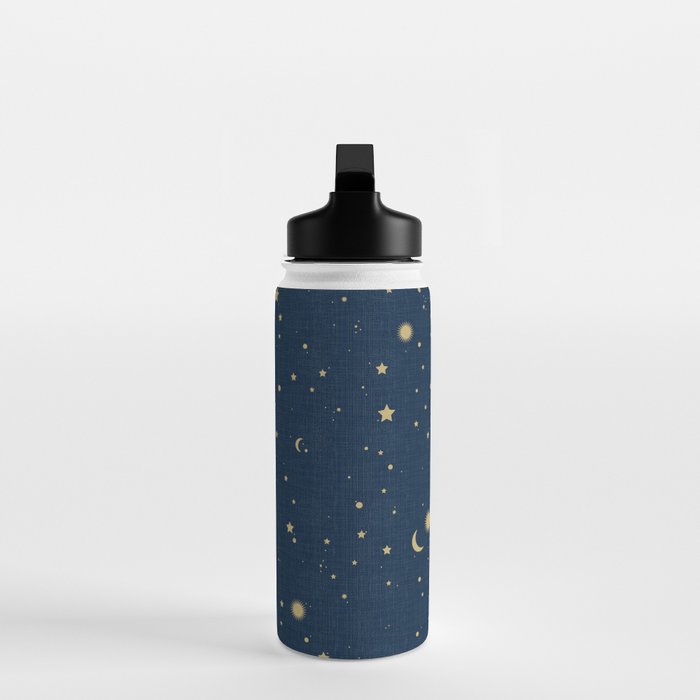 Magical Night / Galaxy in Blue and Golden Yellow Shades Water Bottle Gallery Image 3