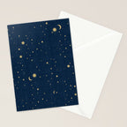 Magical Night / Galaxy in Blue and Golden Yellow Shades Stationery Card Gallery Image 2