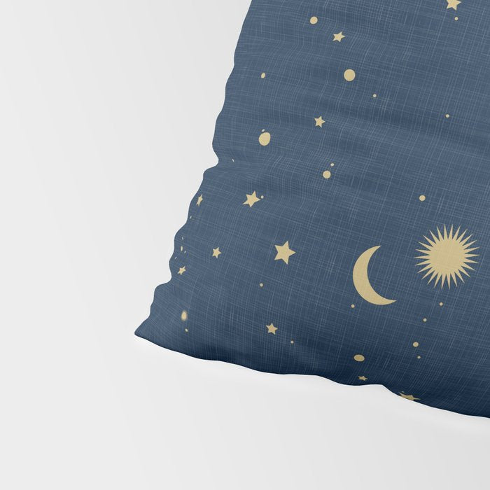 Magical Night / Galaxy in Blue and Golden Yellow Shades Pillow Sham Gallery Image 4
