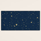 Magical Night / Galaxy in Blue and Golden Yellow Shades Desk Mat Gallery Image 3